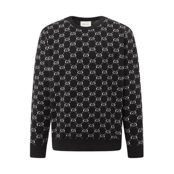 Gucci Men's Black GG Jacquard Crewneck Sweater